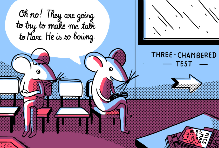Two mice in a waiting room.