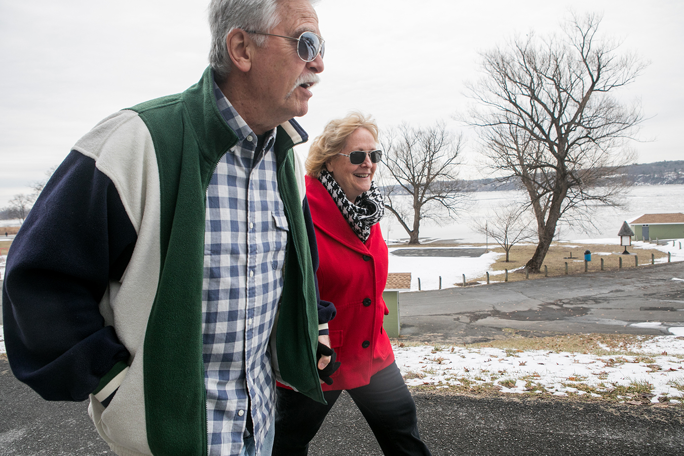 Older couple walking