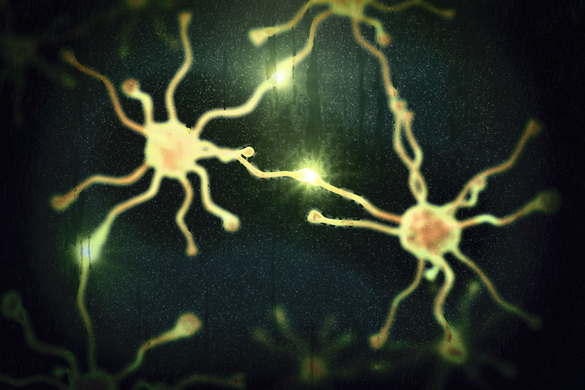 Conceptual illustration showing 3D blurred neurons.